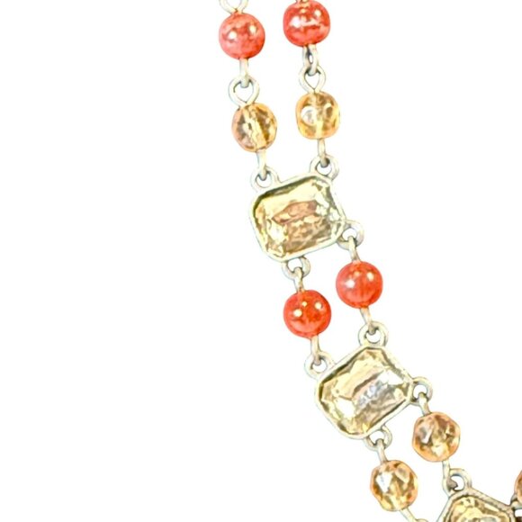 Vintage AVON Nina Ricci Jewelry Set Necklace Bracelet & Clip-On Earrings Red Amb - Picture 10 of 12